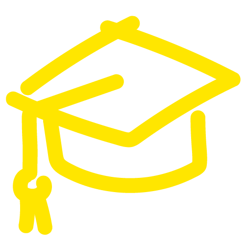 Yellow graduation cap and tassel icon