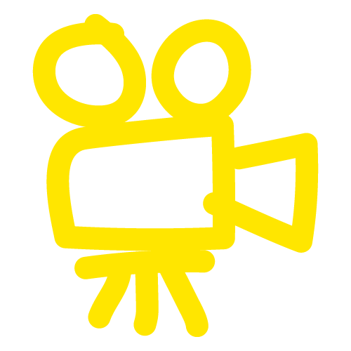 Yellow vintage video camera icon