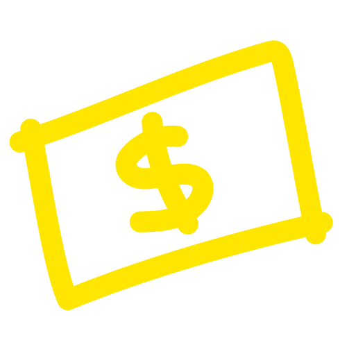 Yellow dollar bill icon