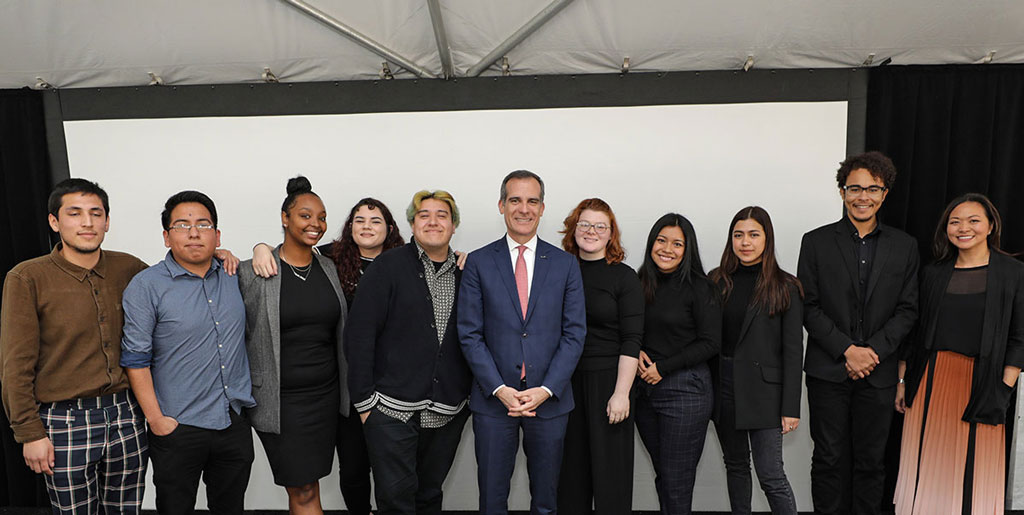 Participants with Los Angeles Mayor Eric Garcetti