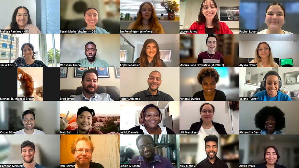 Screenshot of participants in video call